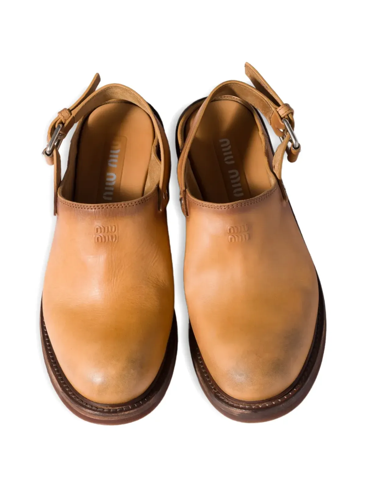 Miu Miu buckle leather mules - Brown - 画像3