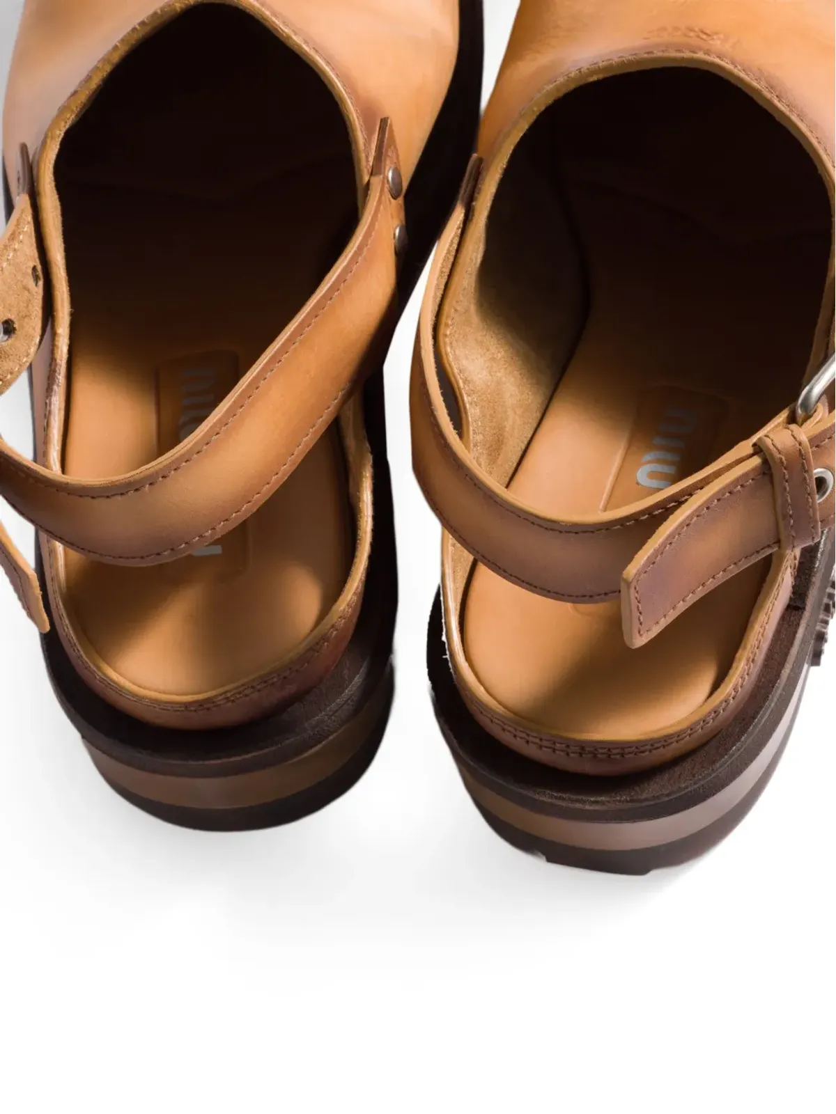 Miu Miu buckle leather mules - Brown - 画像4