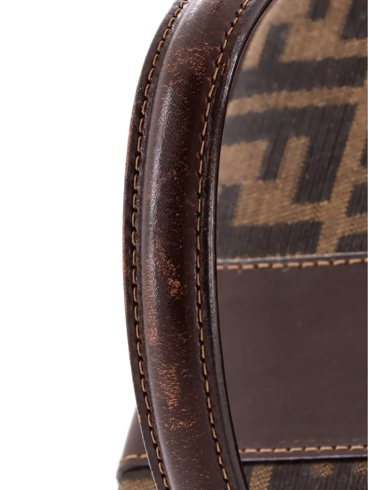 Fendi Pre-Owned ヴィンテージ ロックトップハンドル バニティバッグ ズカ キャンバス ブラウン - 画像5