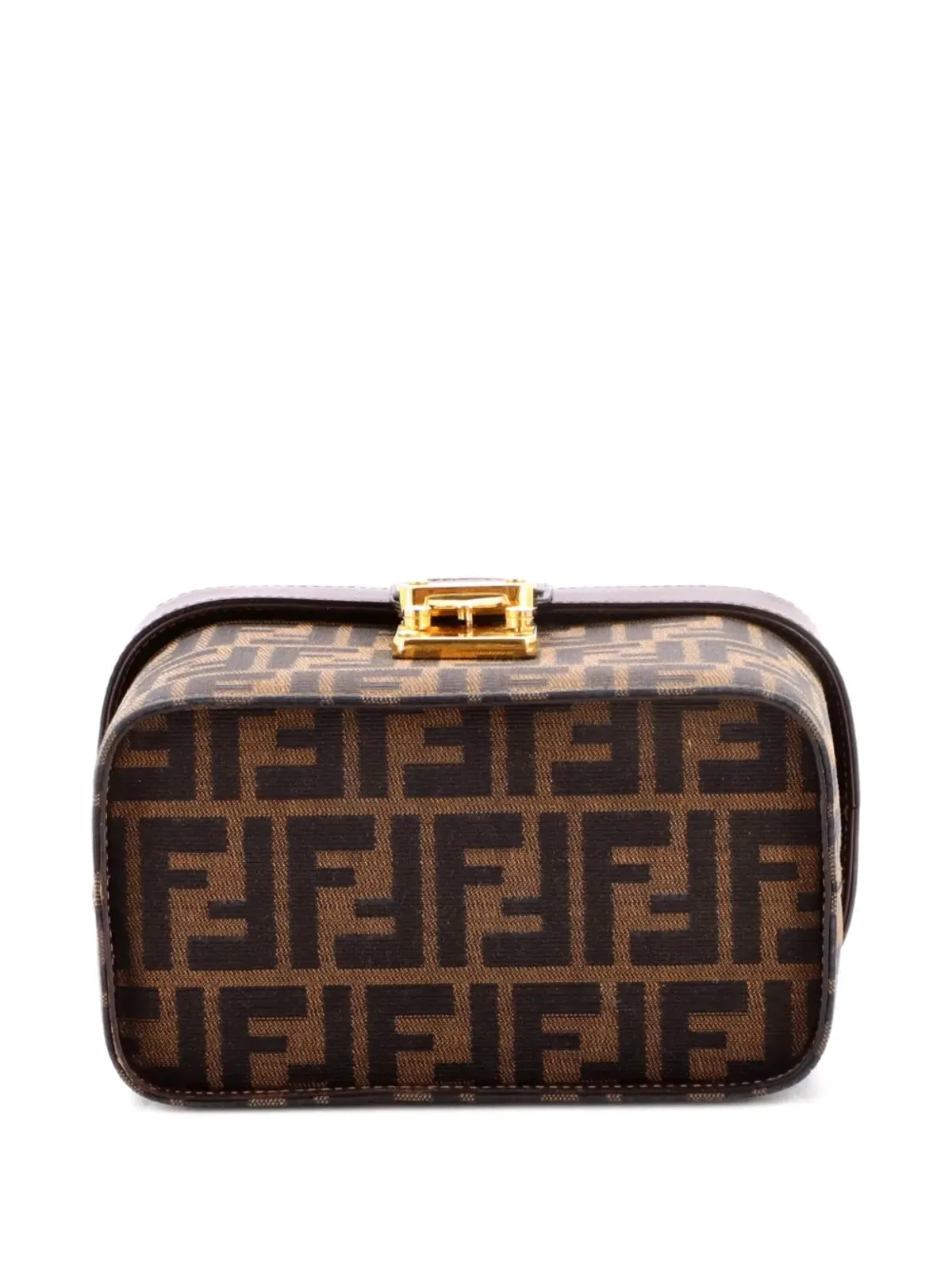 Fendi Pre-Owned ヴィンテージ ロックトップハンドル バニティバッグ ズカ キャンバス ブラウン - 画像4
