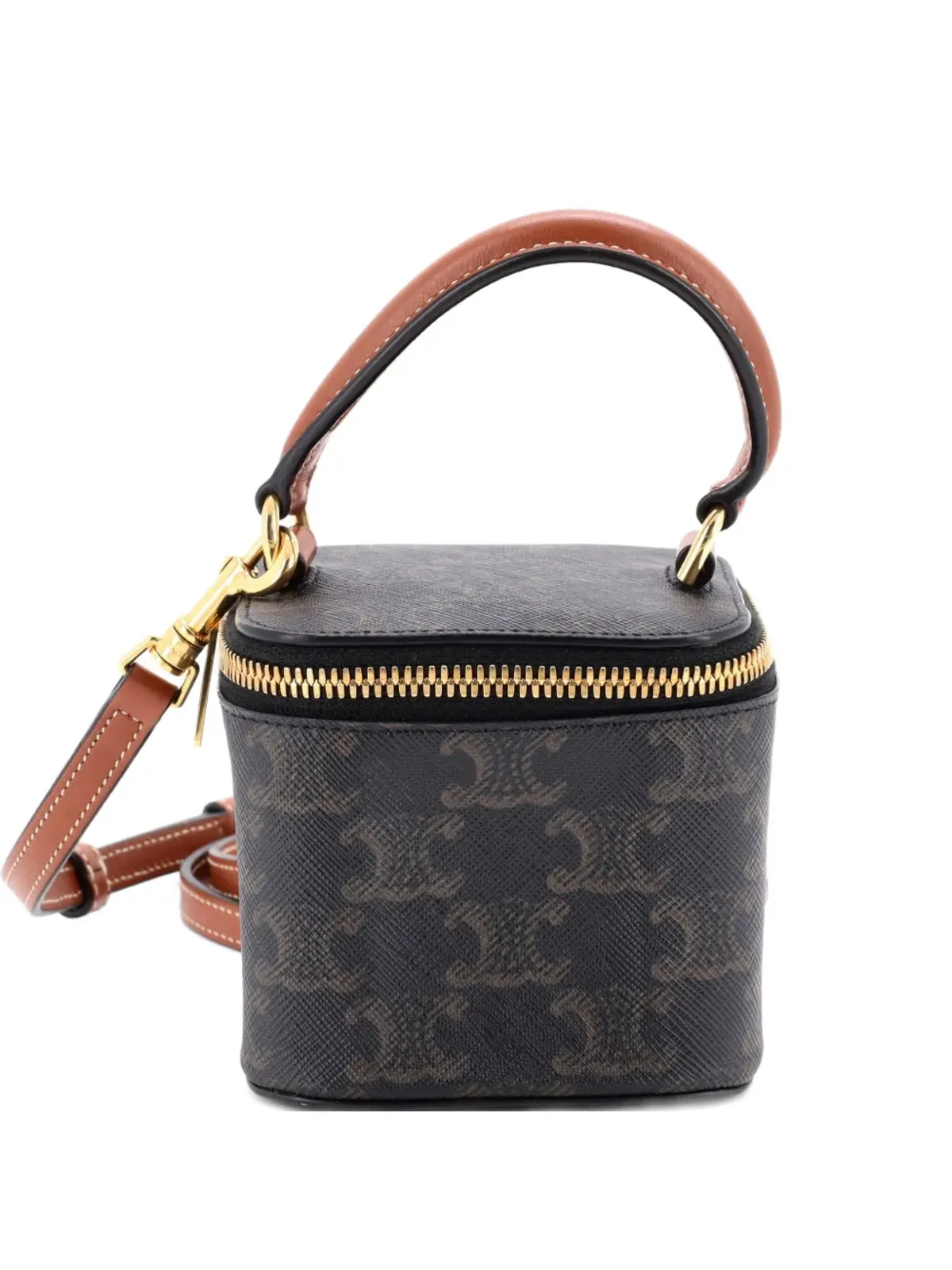 Celine Pre-Owned トップハンドル型スクエア ヴァニティケース トリオンフ コーテッドキャンバス ミニ ショルダーバッグ - 画像1