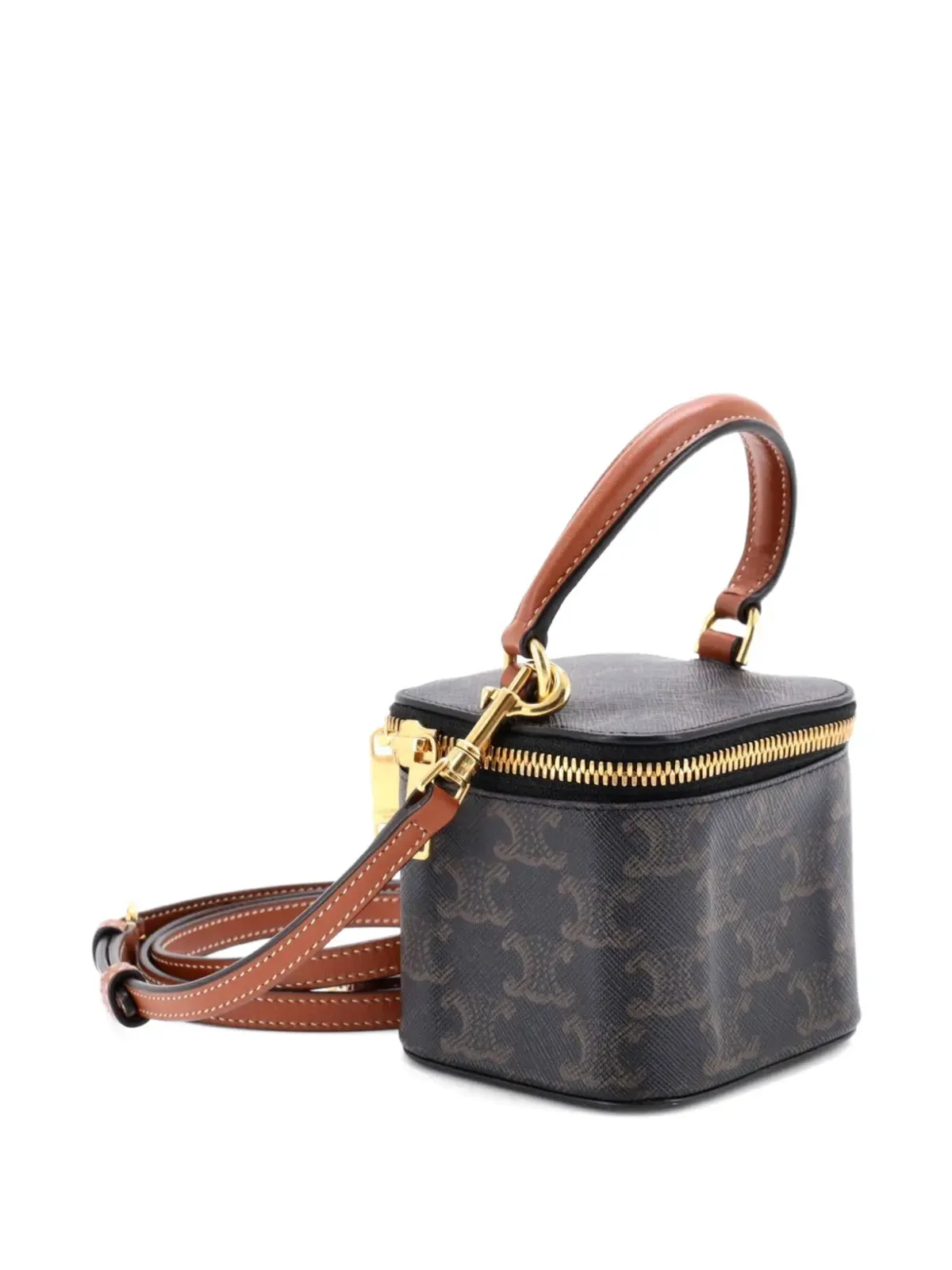 Celine Pre-Owned トップハンドル型スクエア ヴァニティケース トリオンフ コーテッドキャンバス ミニ ショルダーバッグ - 画像3
