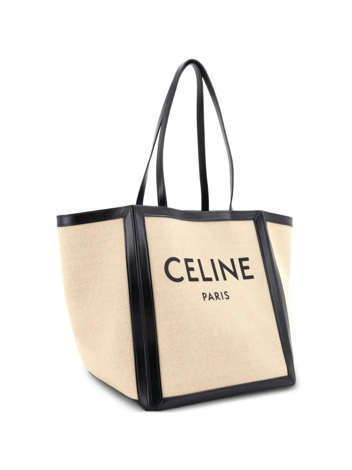 Celine Pre-Owned 縦型スクエア カバス トート キャンバス×レザー ラージショルダーバッグ - 画像3