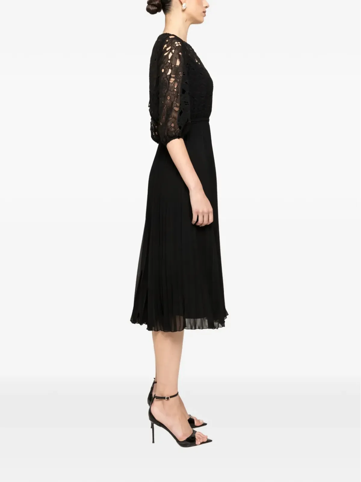 NISSA Round-neck Pleated Midi Dress - 画像2