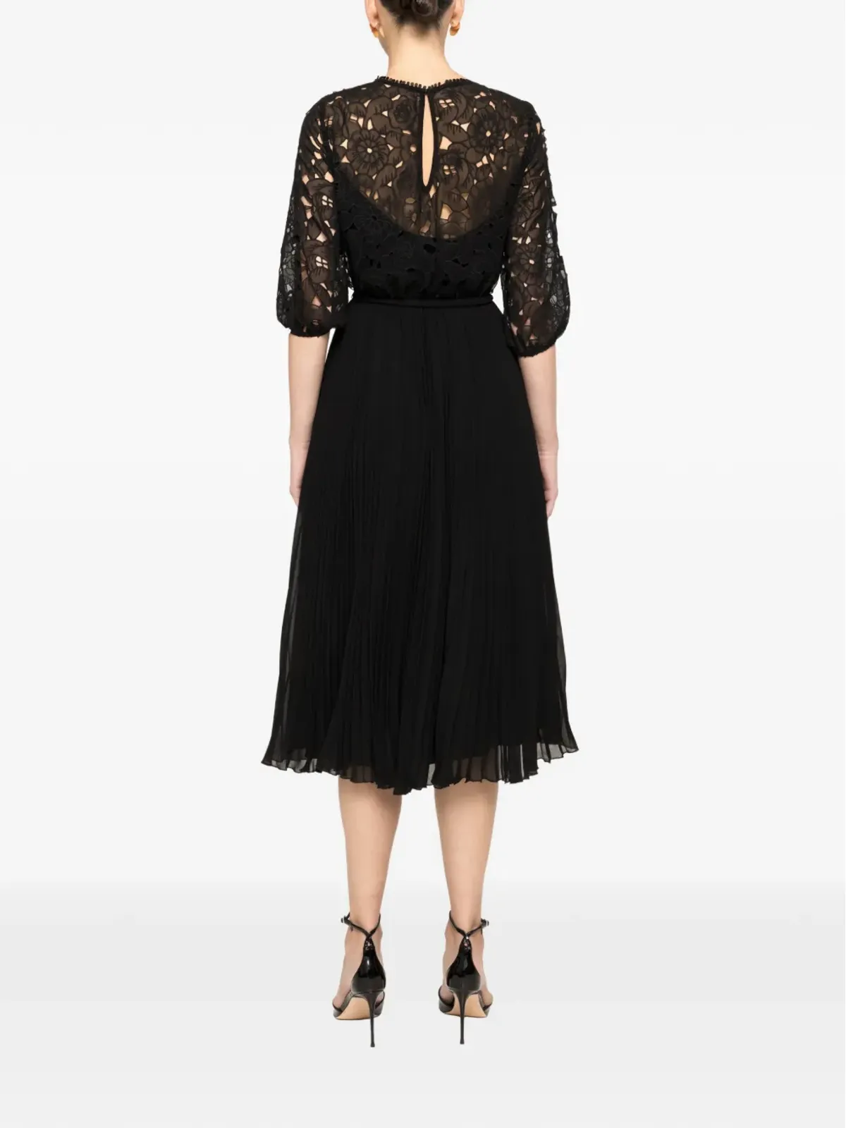 NISSA Round-neck Pleated Midi Dress - 画像3