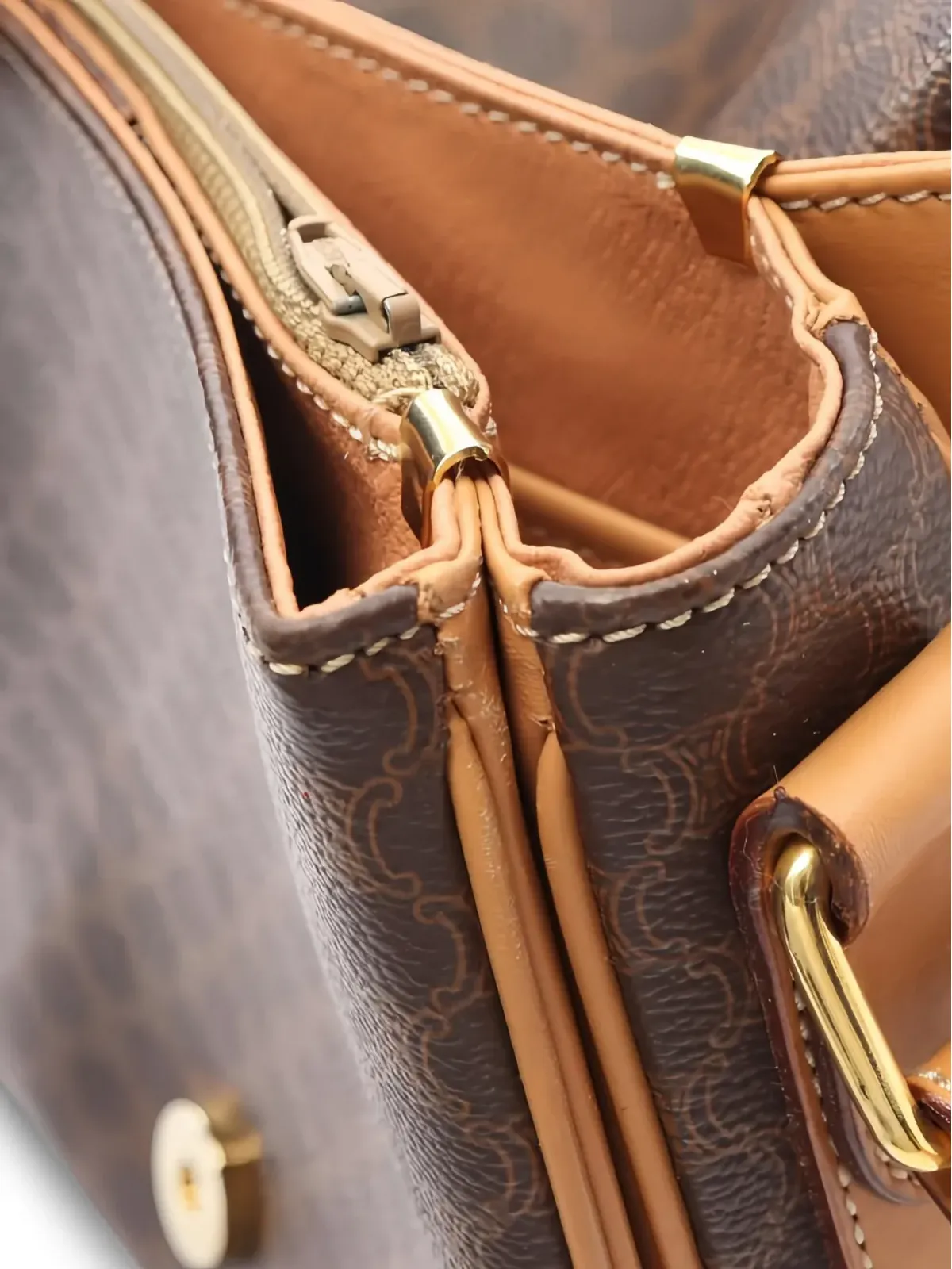 Celine ビンテージ 2000s マカダム レザー ショルダーバッグ - ブラウン - 画像5