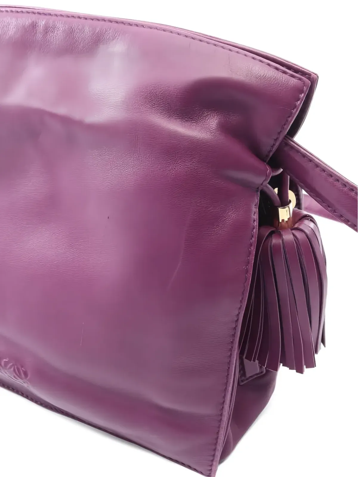 Loewe ビンテージ フラメンコ タッセル レザー ショルダーバッグ パープル - 画像5
