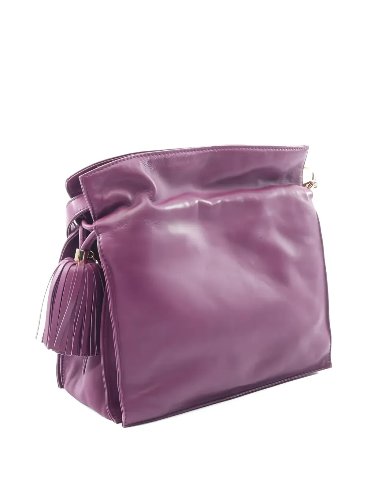 Loewe ビンテージ フラメンコ タッセル レザー ショルダーバッグ パープル - 画像2