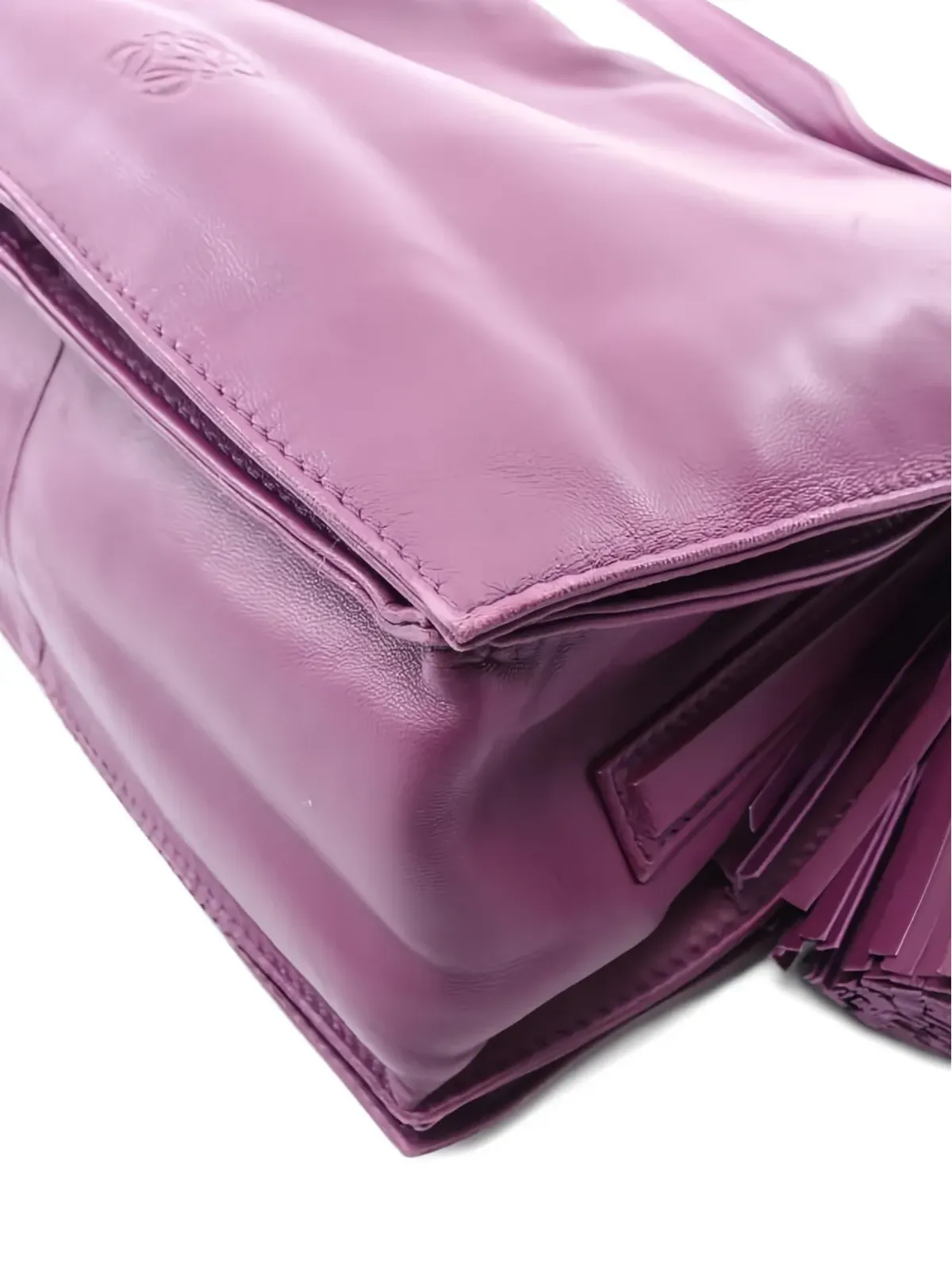 Loewe ビンテージ フラメンコ タッセル レザー ショルダーバッグ パープル - 画像4