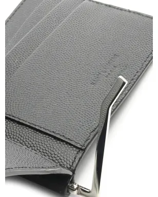 Saint Laurent Pre-Owned ブラック レザー ビルクリップ ウォレット - サムネイル4
