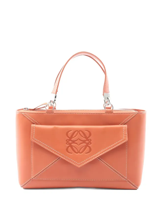 Loewe Pre-Owned Loewe ビンテージ 10s ロゴエンボス レザーハンドバッグ オレンジの商品画像
