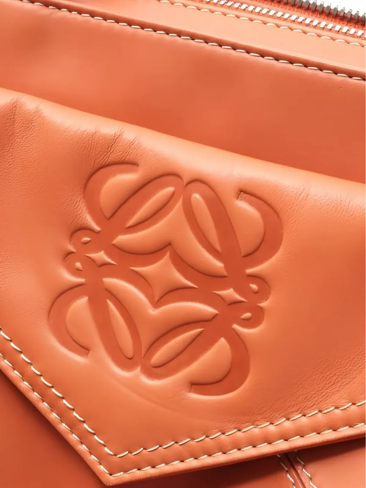 Loewe ビンテージ 10s ロゴエンボス レザーハンドバッグ オレンジ - 画像5
