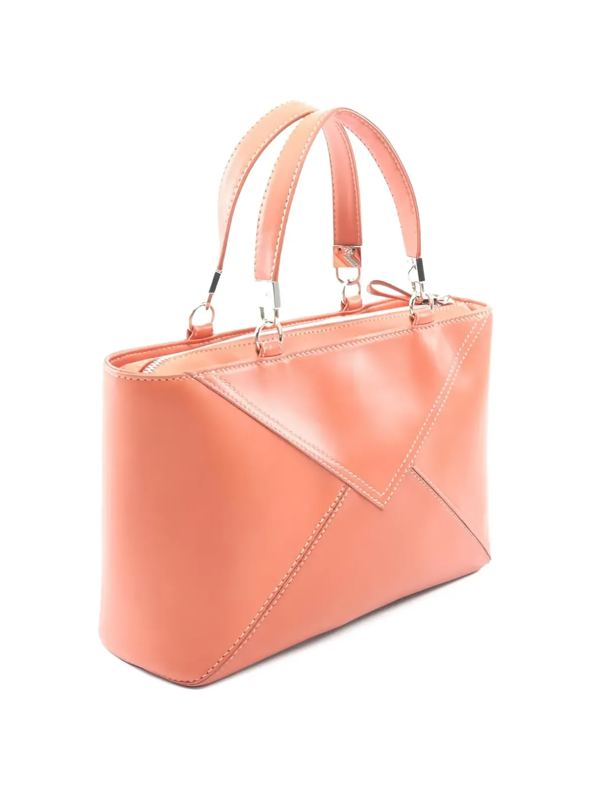 Loewe ビンテージ 10s ロゴエンボス レザーハンドバッグ オレンジ - 画像2