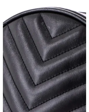 Saint Laurent Pre-Owned Vinyle Round Camera Bag Matelasse Chevron Leather Crossbody Bag - Black - サムネイル5