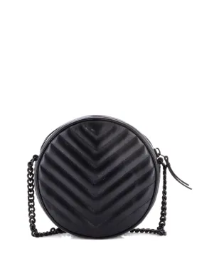 Saint Laurent Pre-Owned Vinyle Round Camera Bag Matelasse Chevron Leather Crossbody Bag - Black - サムネイル2