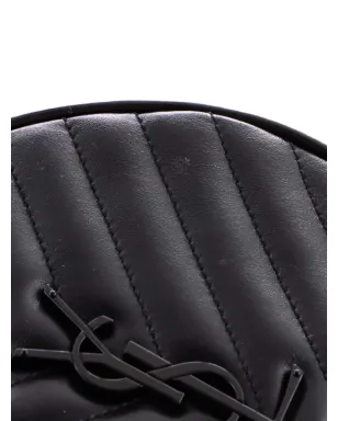 Saint Laurent Pre-Owned Vinyle Round Camera Bag Matelasse Chevron Leather Crossbody Bag - Black - サムネイル4