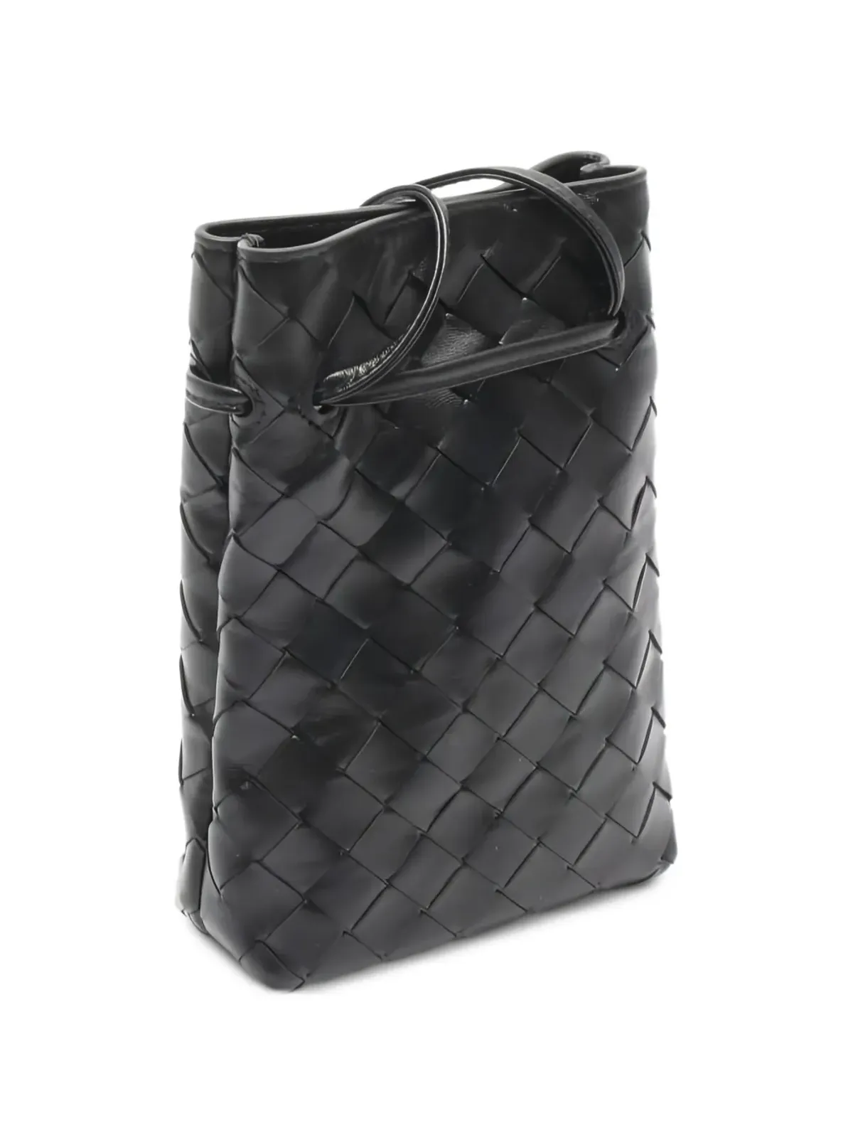 Bottega Veneta ビンテージ 20sイントレチャート レザー ショルダーバッグ - ブラック - 画像2