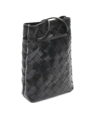Bottega Veneta ビンテージ 20sイントレチャート レザー ショルダーバッグ - ブラック - サムネイル2