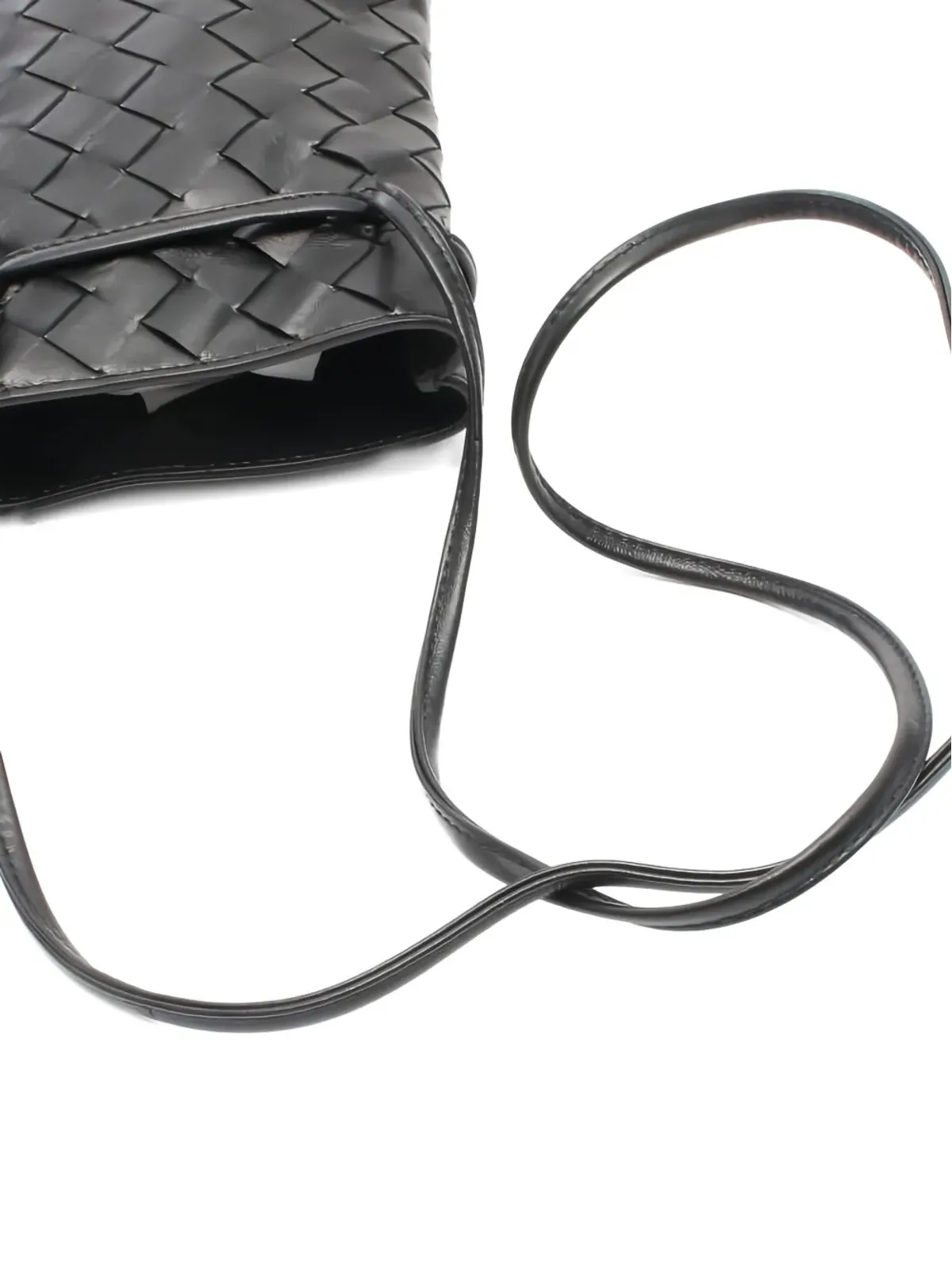 Bottega Veneta ビンテージ 20sイントレチャート レザー ショルダーバッグ - ブラック - 画像3