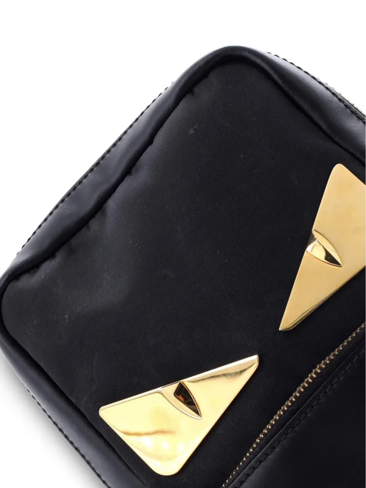 Fendi Pre-Owned Monster Sling Bag ナイロンとレザー クロスボディバッグ ブラック - 画像5