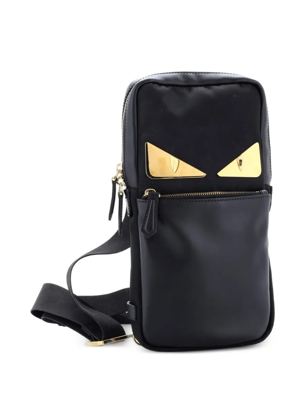 Fendi Pre-Owned Monster Sling Bag ナイロンとレザー クロスボディバッグ ブラック - 画像3