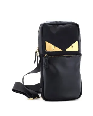 Fendi Pre-Owned Monster Sling Bag ナイロンとレザー クロスボディバッグ ブラック - サムネイル3