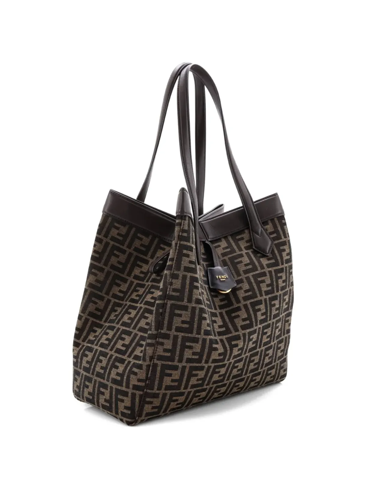 Fendi Pre-Owned Origami Zucca キャンバス大型トートバッグ（ブラウン） - 画像4