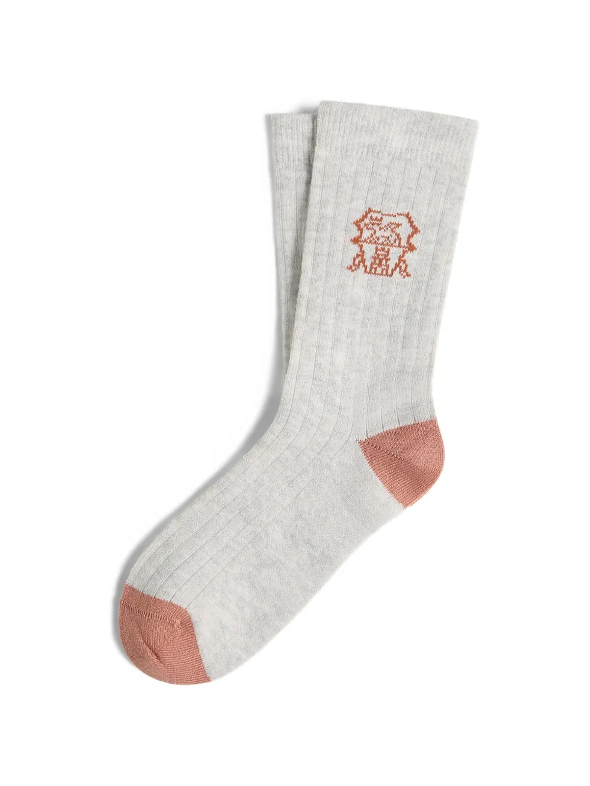 Brunello Cucinelli Kids コットンリブニットソックス（インターシャ柄） グレー - 画像1