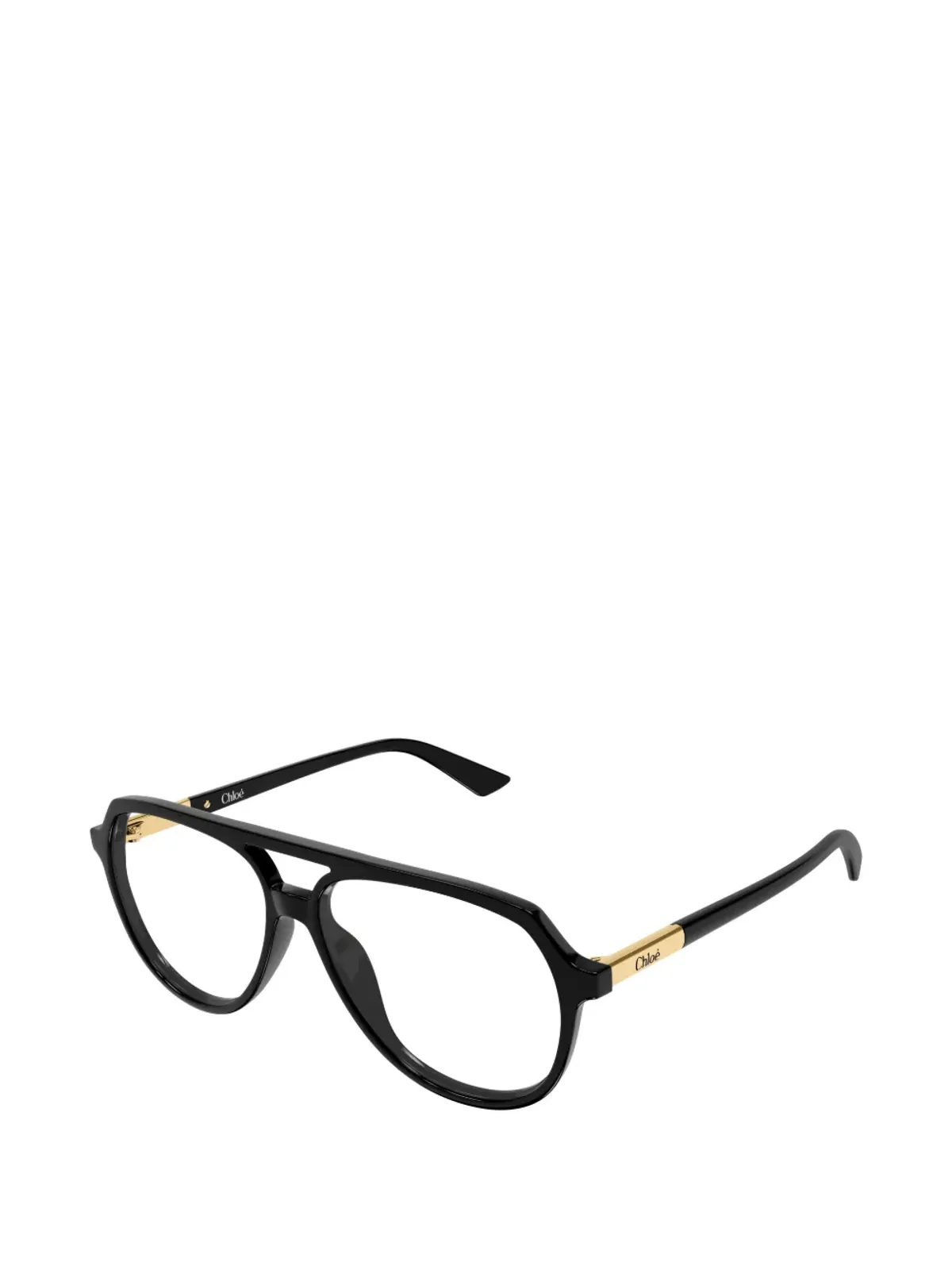 Chloé Eyewear ロゴディテール パイロットフレーム眼鏡 ブラック - 画像2