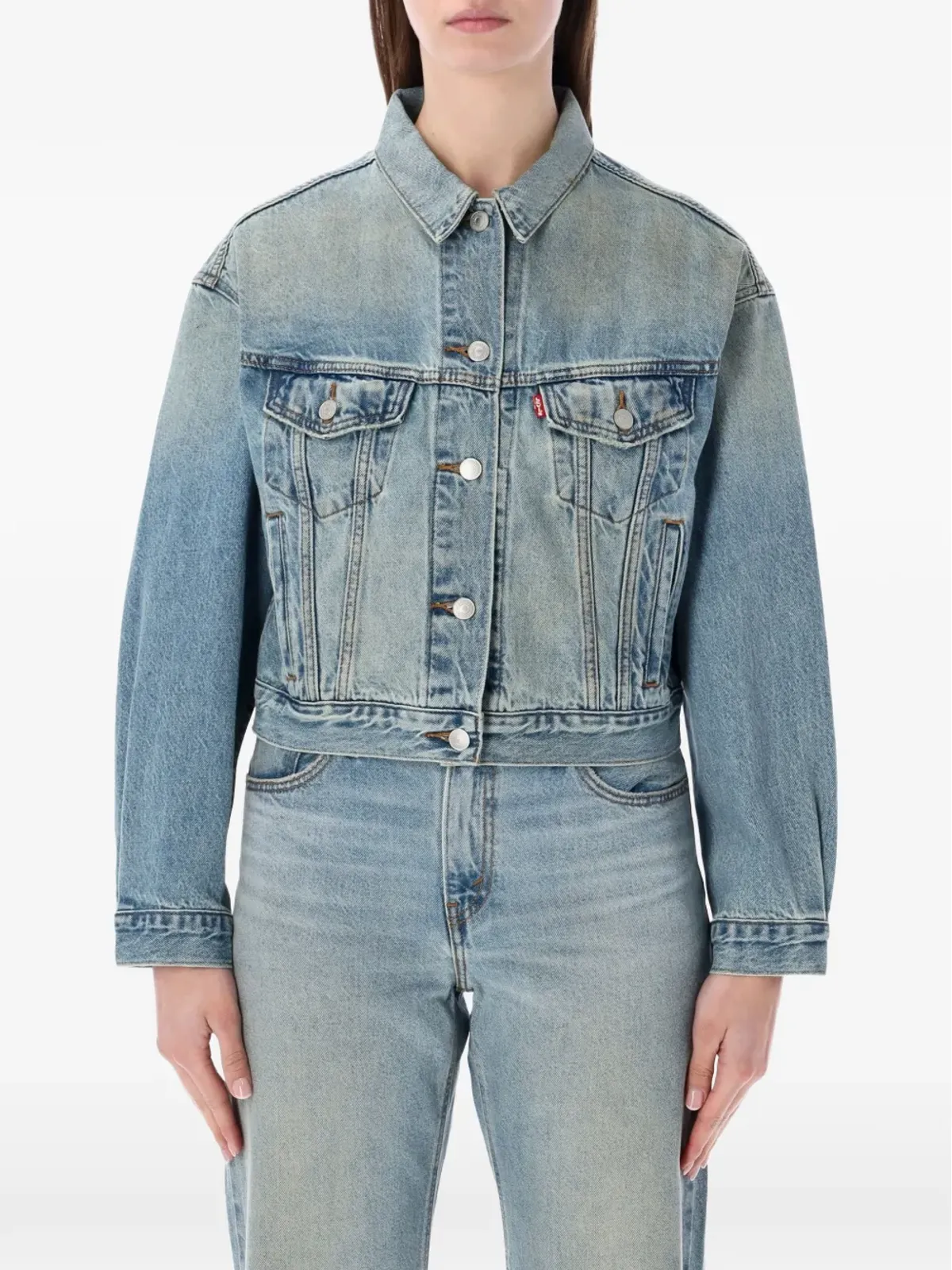 Levi's クロップド90年代風 ボタン付きデニム トラッカージャケット - 画像1