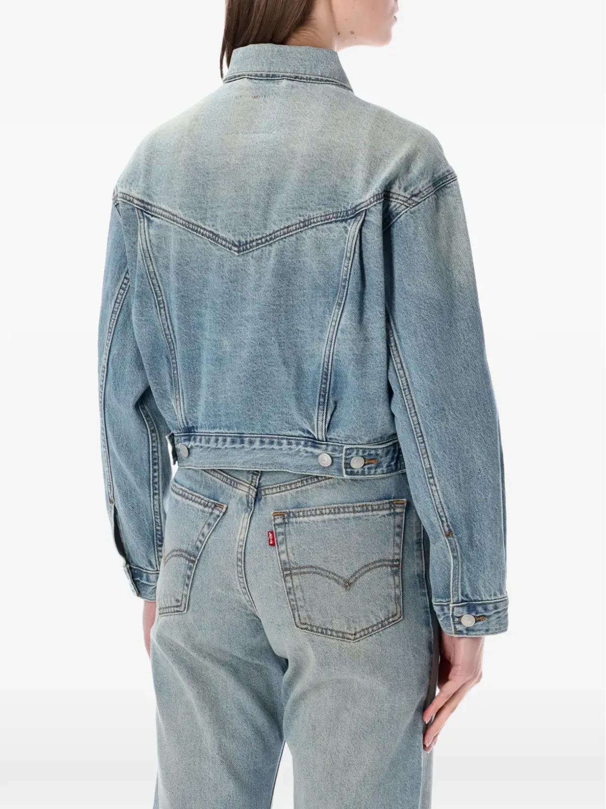 Levi's クロップド90年代風 ボタン付きデニム トラッカージャケット - 画像3
