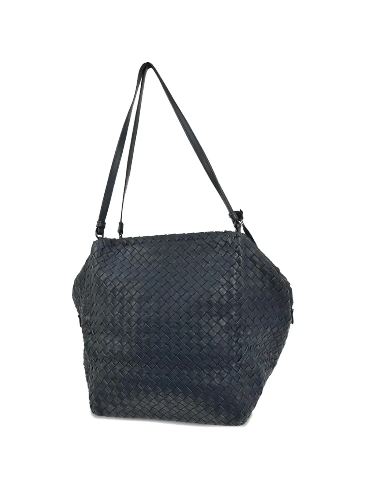 Bottega Veneta ビンテージ イントレチャート レザー ショルダーバッグ ブルー - 画像2