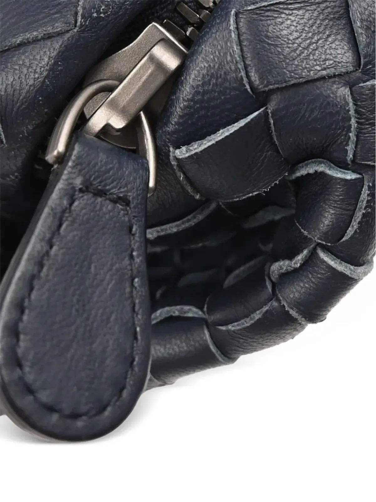 Bottega Veneta ビンテージ イントレチャート レザー ショルダーバッグ ブルー - 画像4