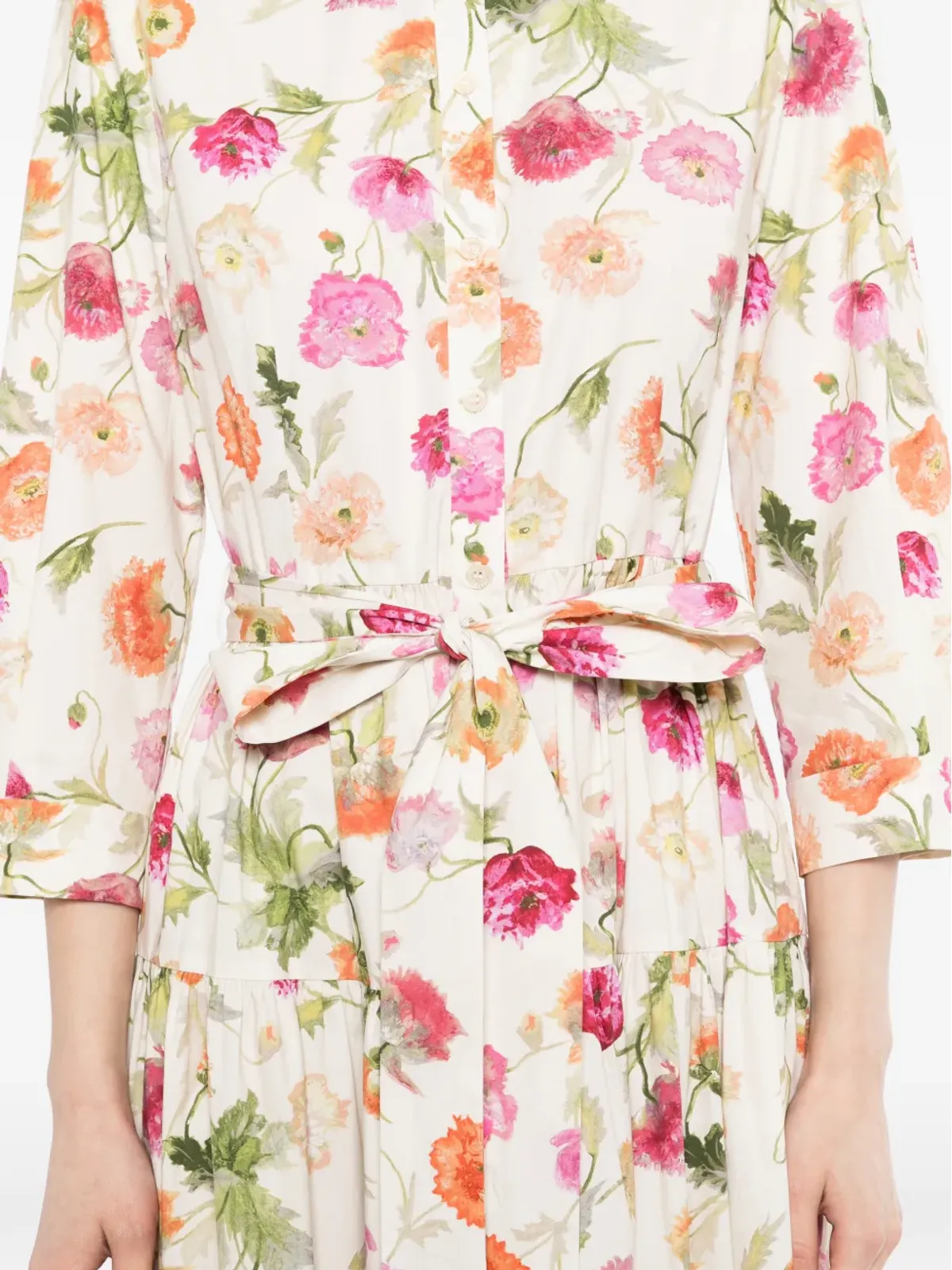Carolina Herrera ポピー柄ティアードミディドレス - 画像5