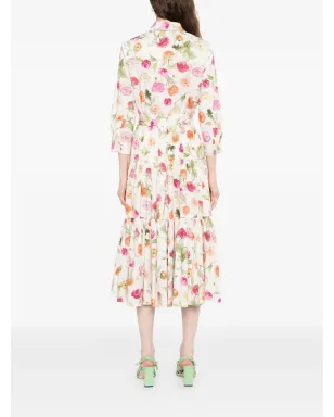 Carolina Herrera ポピー柄ティアードミディドレス - サムネイル4