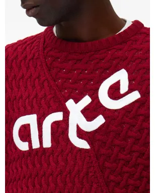 Arte Antwerp ロゴディテール ケーブルニットセーター（レッド） - サムネイル3
