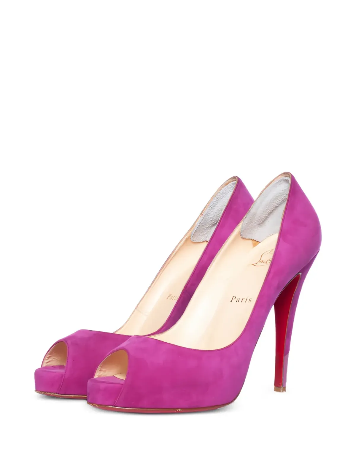 Christian Louboutin Pre-Owned スエード プラットフォーム ピープトゥー サンダル - パープル - 画像2