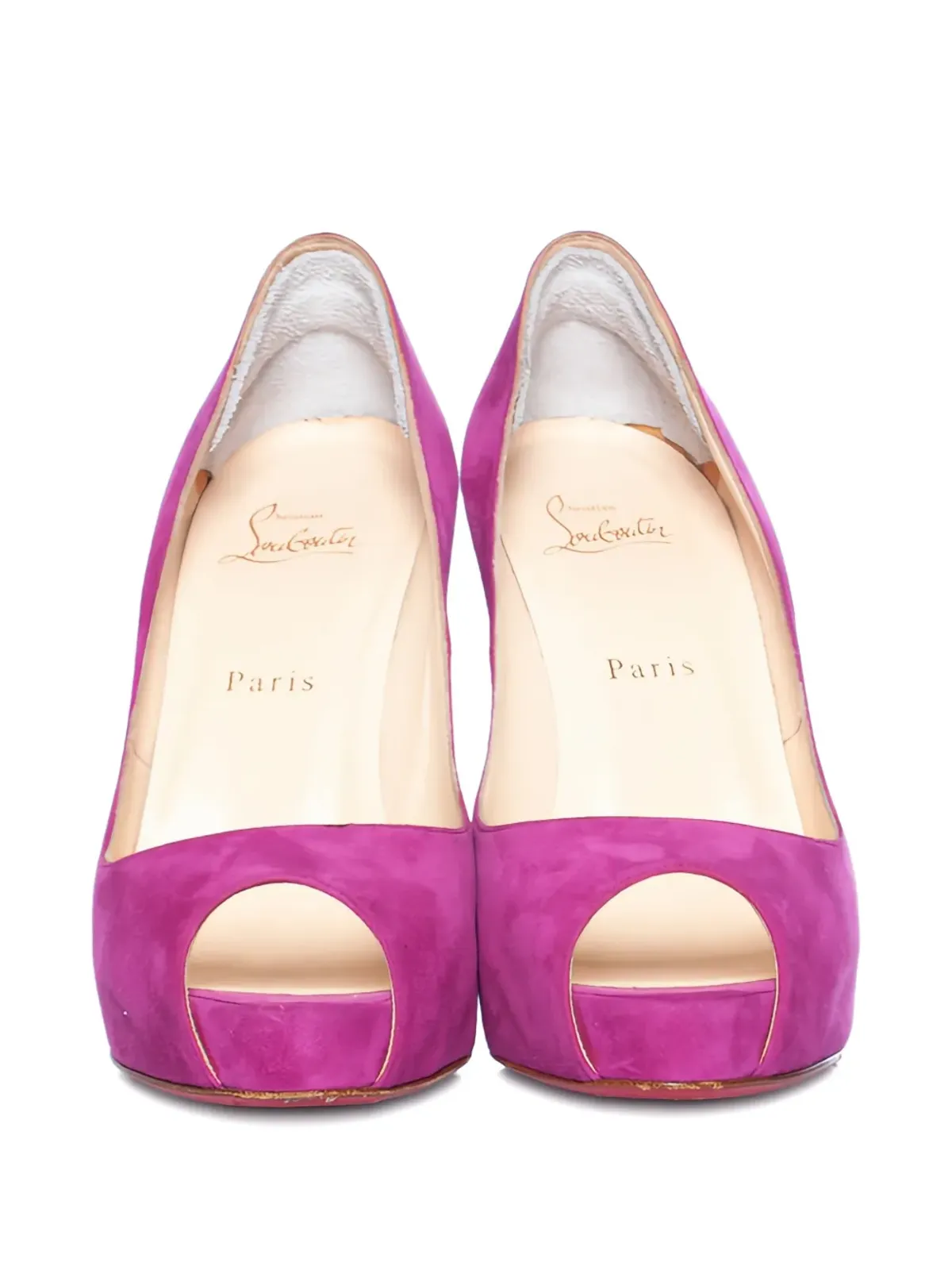 Christian Louboutin Pre-Owned スエード プラットフォーム ピープトゥー サンダル - パープル - 画像4