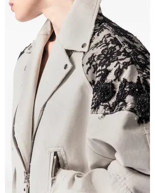 ARTICLE TEN lace-panelling jacket - Neutrals - サムネイル5