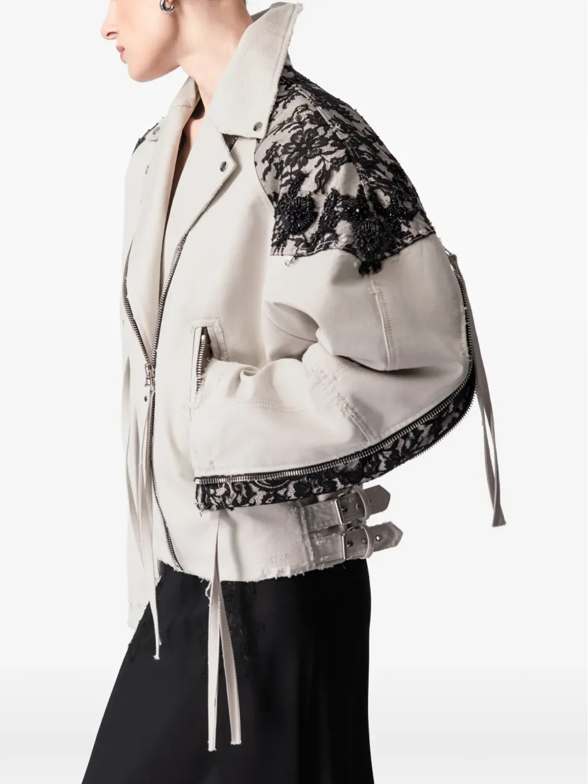 ARTICLE TEN lace-panelling jacket - Neutrals - 画像3