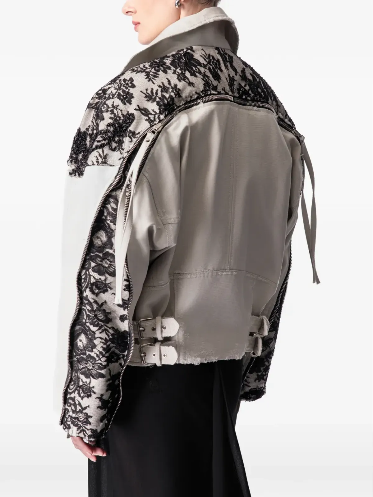 ARTICLE TEN lace-panelling jacket - Neutrals - 画像4