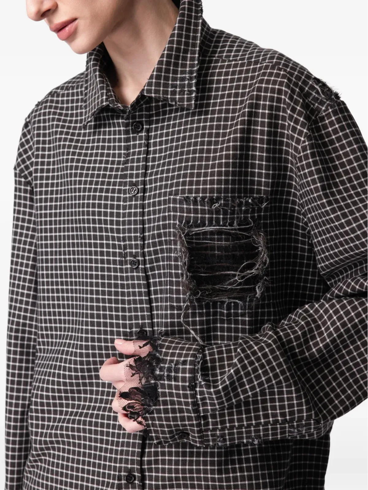 ARTICLE TEN チェック柄シャツ - Black - 画像4