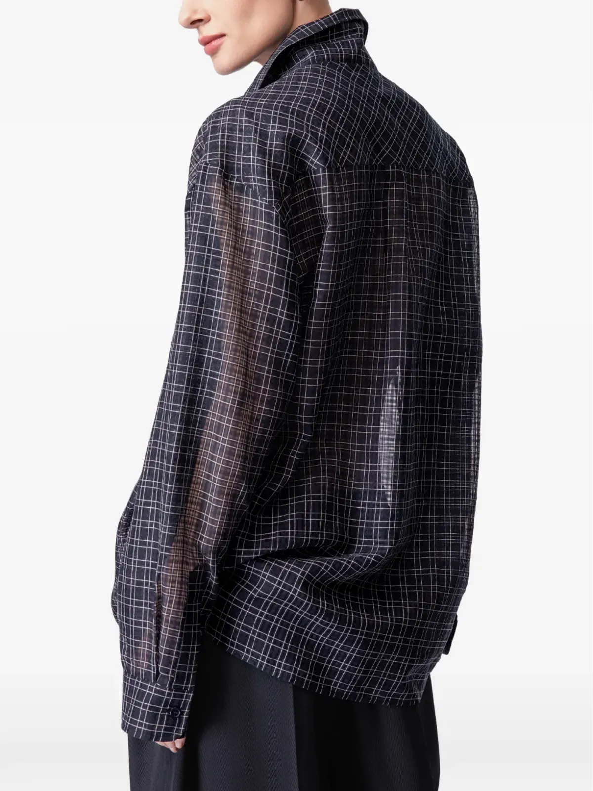 ARTICLE TEN チェック柄シルクシャツ - Blue - 画像3