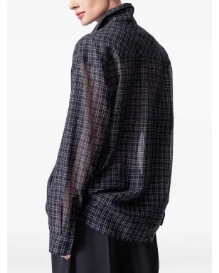 ARTICLE TEN チェック柄シルクシャツ - Blue - サムネイル3