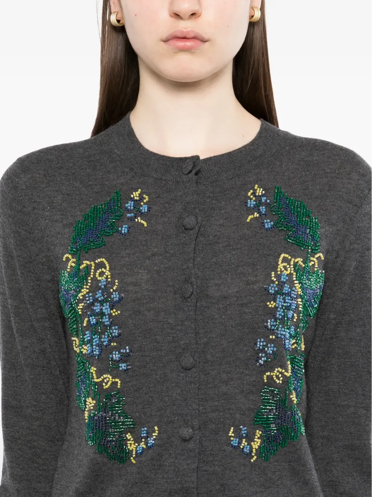 AO YES bead-embellished cardigan - Grey - 画像5