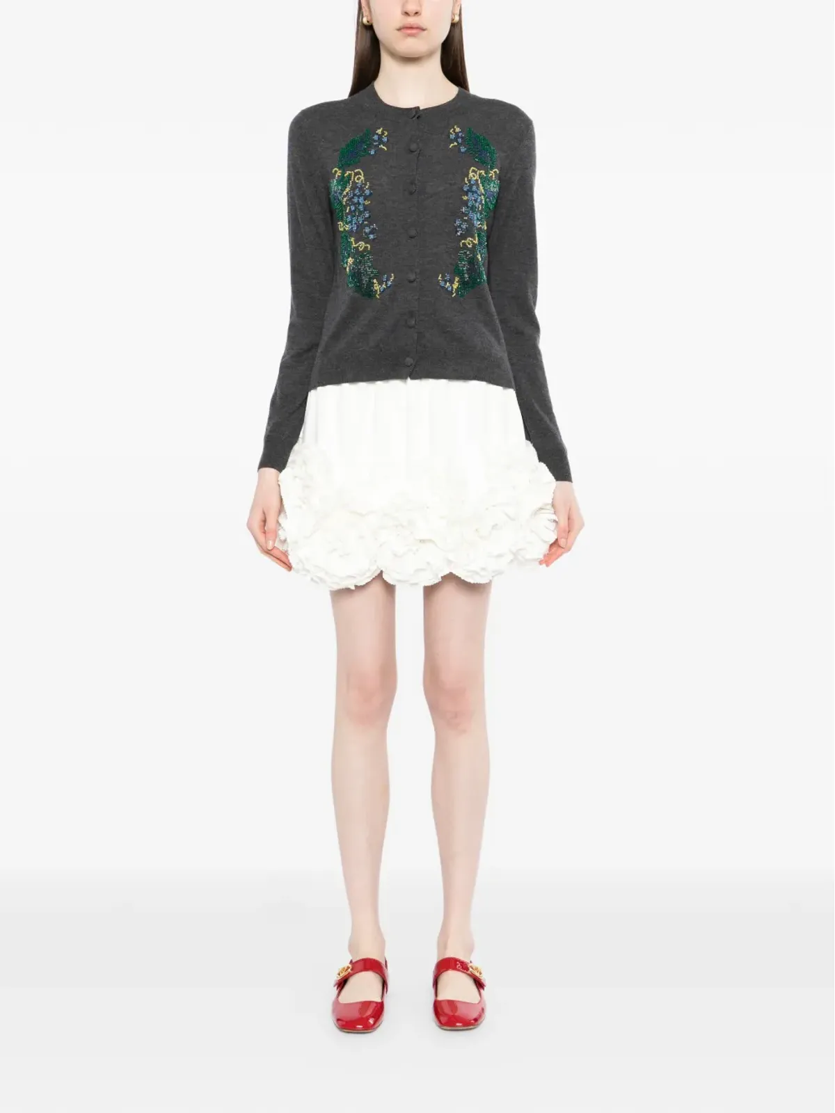 AO YES bead-embellished cardigan - Grey - 画像2