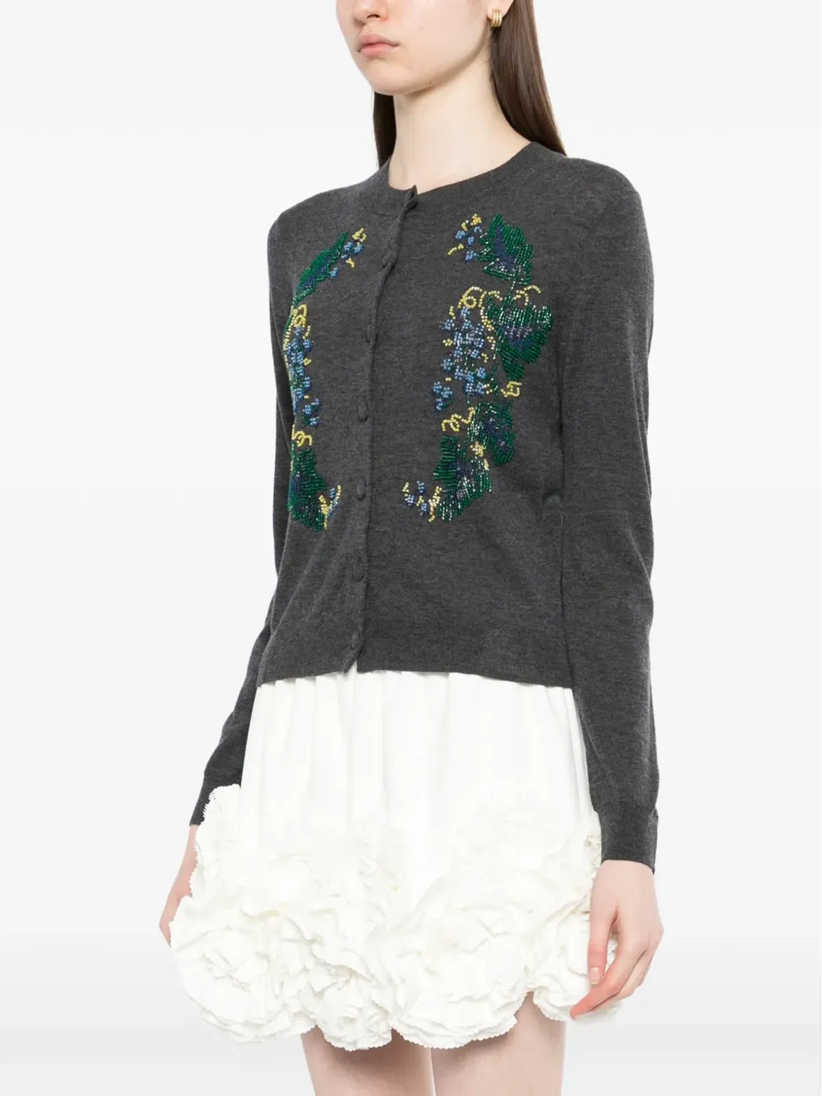AO YES bead-embellished cardigan - Grey - 画像3