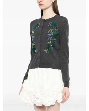 AO YES bead-embellished cardigan - Grey - サムネイル3