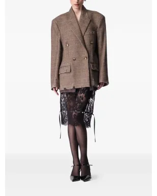 ARTICLE TEN distressed plaid blazer - Brown - サムネイル2
