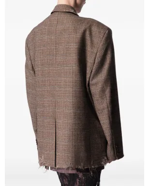 ARTICLE TEN distressed plaid blazer - Brown - サムネイル3